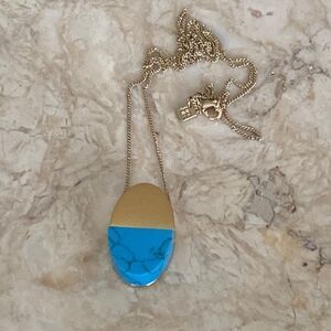 Banana Republic Gold Tone Turquoise Pendant Necklace